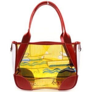 Prada Vinyl Leather Tote Multicolor Handbag Clear